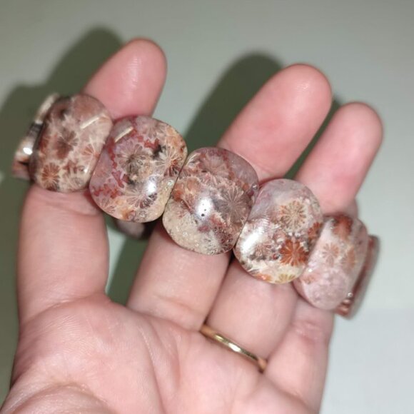 Coral Jade soft bangle bracelet natural crystal gift - Picture 4 of 6